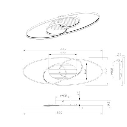 Globo - Plafoniera LED 40W/230V 3000K 85x30 cm