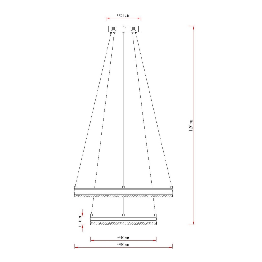 Globo - Lampadario a sospensione LED dimmerabile su cavo LED/60W/230V 2700-6000K + telecomando