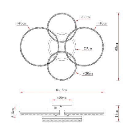 Globo - Plafoniera LED dimmerabile 90W/230V 2700-6000K argento + telecomando