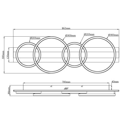 Globo - Plafoniera LED/55W/230V 4000K 30x86,2 cm