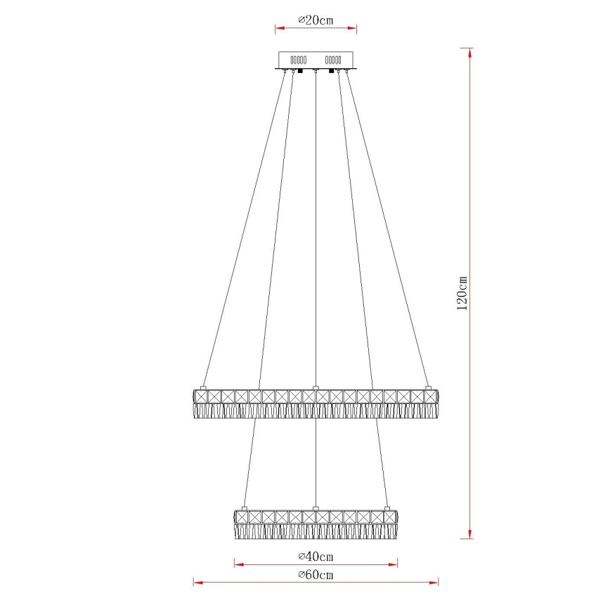 Globo - Lampadario LED dimmerabile a sospensione con cavo LED/60W/230V 2700-6000K trasparente + telecomando