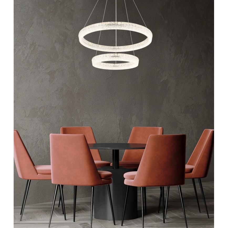 Globo - Lampadario LED dimmerabile a sospensione con cavo LED/72W/230V 2700-6000K trasparente + telecomando