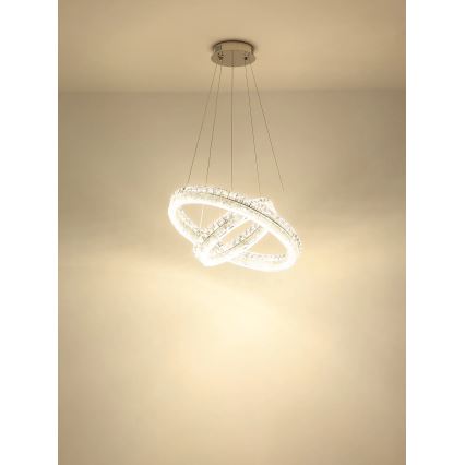 Globo - Lampadario LED dimmerabile a sospensione con cavo LED/72W/230V 2700-6000K trasparente + telecomando
