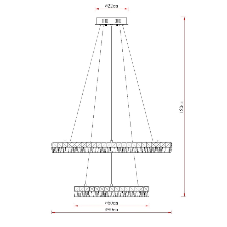 Globo - Lampadario LED dimmerabile a sospensione con cavo LED/72W/230V 2700-6000K trasparente + telecomando