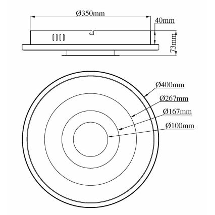 Globo - Plafoniera LED 30W, 230V, 3000/4000/6000K, Ø 40 cm