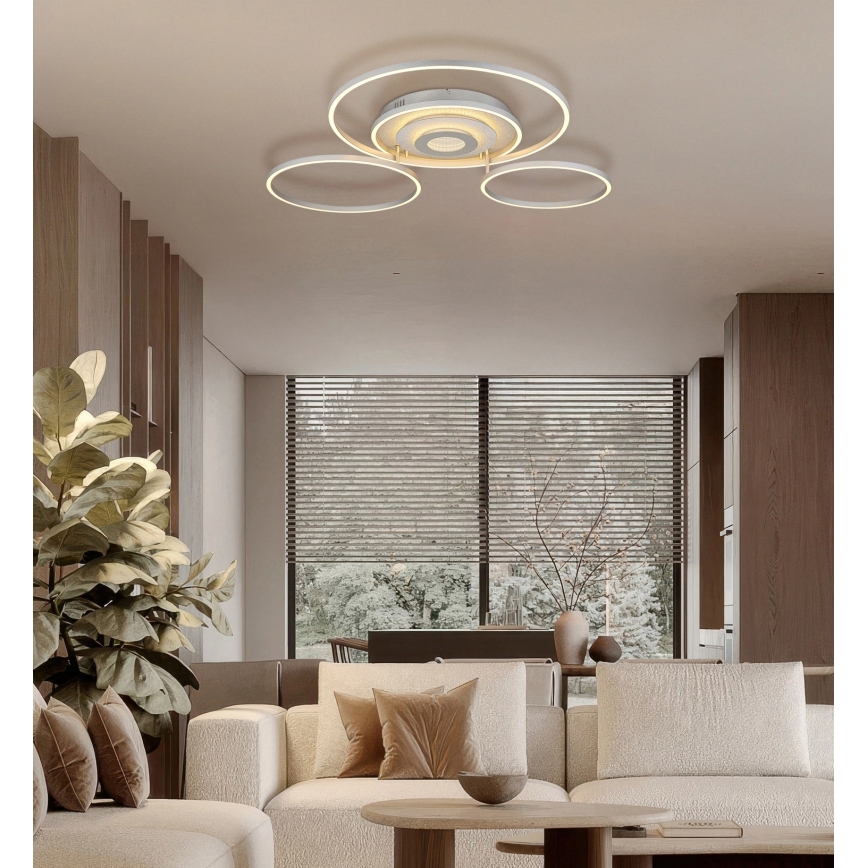 Globo - Plafoniera da soffitto dimmerabile LED/60W/230V 2700-6500K 80,8x99,2 cm argento + telecomando