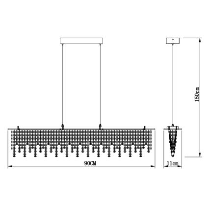 Globo - LED Dimmerabile cristallo lampadario su filo LED/24W/230V 3000-6000K + telecomando