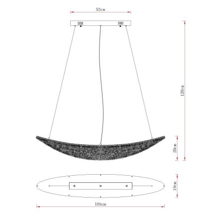 Globo - Lampadario LED dimmerabile a sospensione con cavo LED/40W/230V 2700-6000K cromo lucido + telecomando