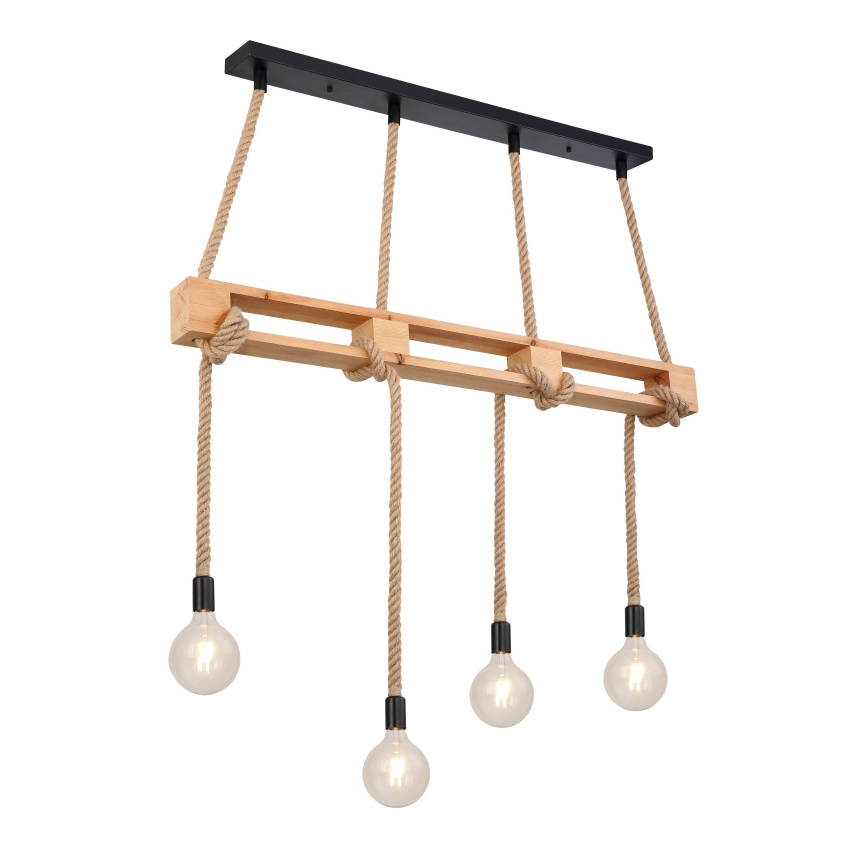 Globo - Lampadario a sospensione con filo 4xE27/60W/230V pino