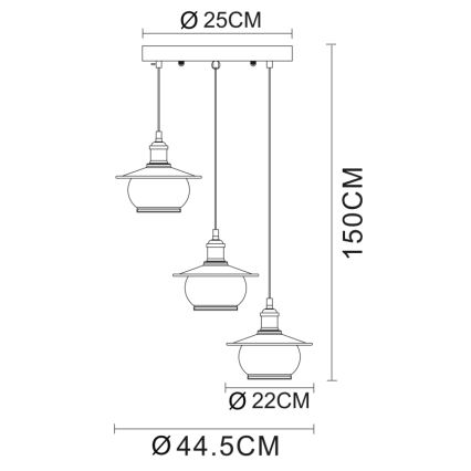 Globo - Lampada a sospensione 3xE27/60W/230V