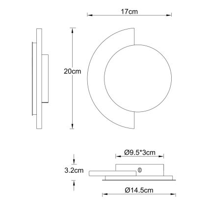 Globo - Lampada da parete LED/8W/230V 3000K Ø 20 cm travertino