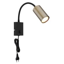 Globo - Lampada da parete flessibile 1xGU10/25W/230V nero/ottone