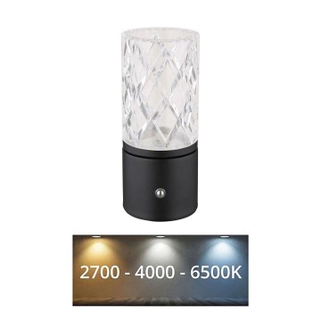 Globo - Lampada da tavolo LED dimmerabile con touch LED/2,5W/3,7V 2700K/4000K/6500K 1800 mAh USB nero