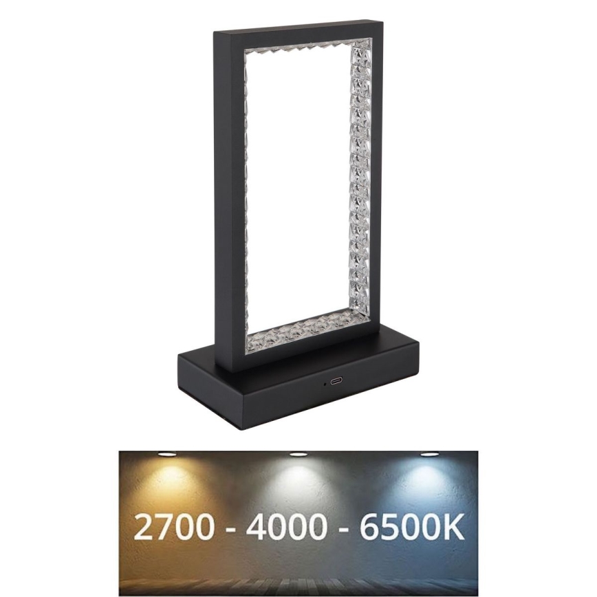Globo - Lampada da tavolo LED dimmerabile con touch LED/3W/3,7V 2700K/4000K/6500K 1800 mAh USB nero