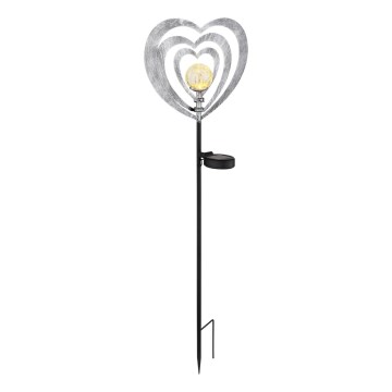 Globo - Lampada solare a LED 3V IP44 300 mAh, cuore argentato