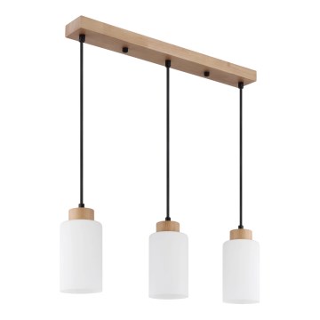 Globo - Lampadario a sospensione con cavo 3xE27/60W/230V rovere/bianco