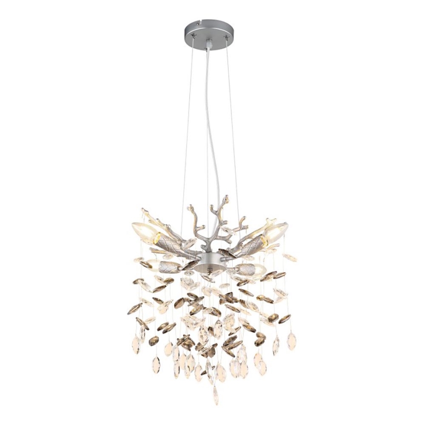 Globo - Lampadario a sospensione con cavo 4xE14/40W/230V argento