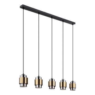 Globo - Lampadario a sospensione con cavo 5xE27/40W/230V nero/ottone