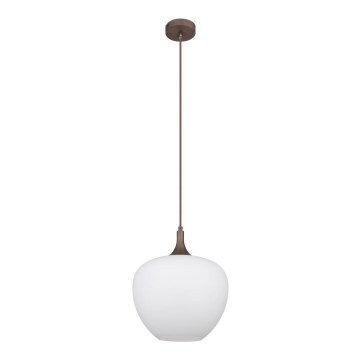 Globo - Lampadario a sospensione con filo 1xE27/60W/230V diametro 29 cm bianco/marrone