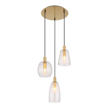 Globo - Lampadario a sospensione con filo 3xE14/40W/230V diametro 43 cm ottone
