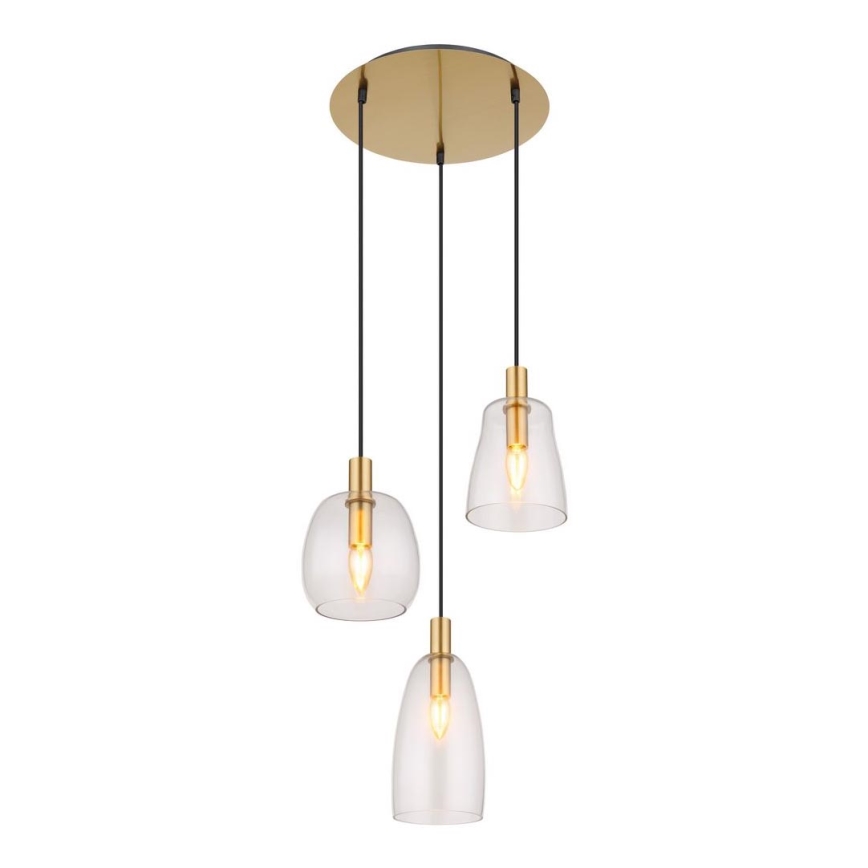 Globo - Lampadario a sospensione con filo 3xE14/40W/230V diametro 43 cm ottone