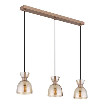 Globo - Lampadario a sospensione con filo 3xE14/40W/230V marrone/fumé