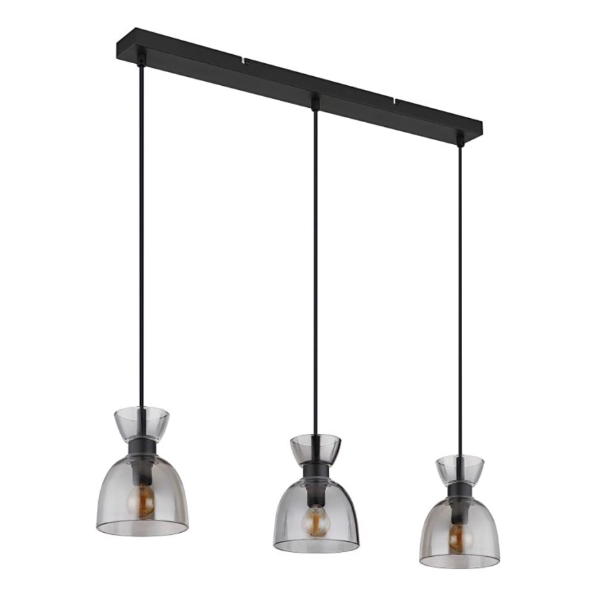 Globo - Lampadario a sospensione con filo 3xE14/40W/230V nero/fumé