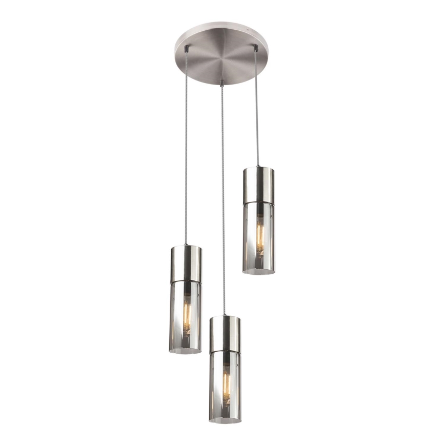Globo - Lampadario a sospensione con filo 3xE27/25W/230V diametro 30 cm cromo opaco