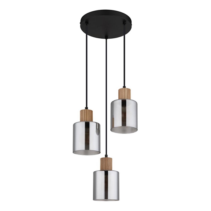 Globo - Lampadario a sospensione con filo 3xE27/25W/230V nero diametro 30 cm