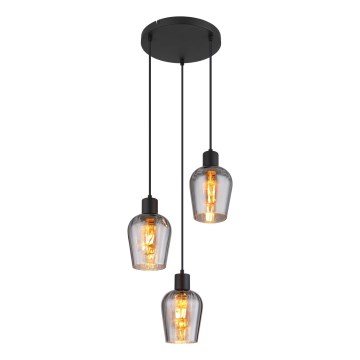 Globo - Lampadario a sospensione con filo 3xE27/40W/230V diametro 28,5 cm nero
