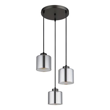 Globo - Lampadario a sospensione con filo 3xE27/60W/230V cromo lucido diametro 33 cm