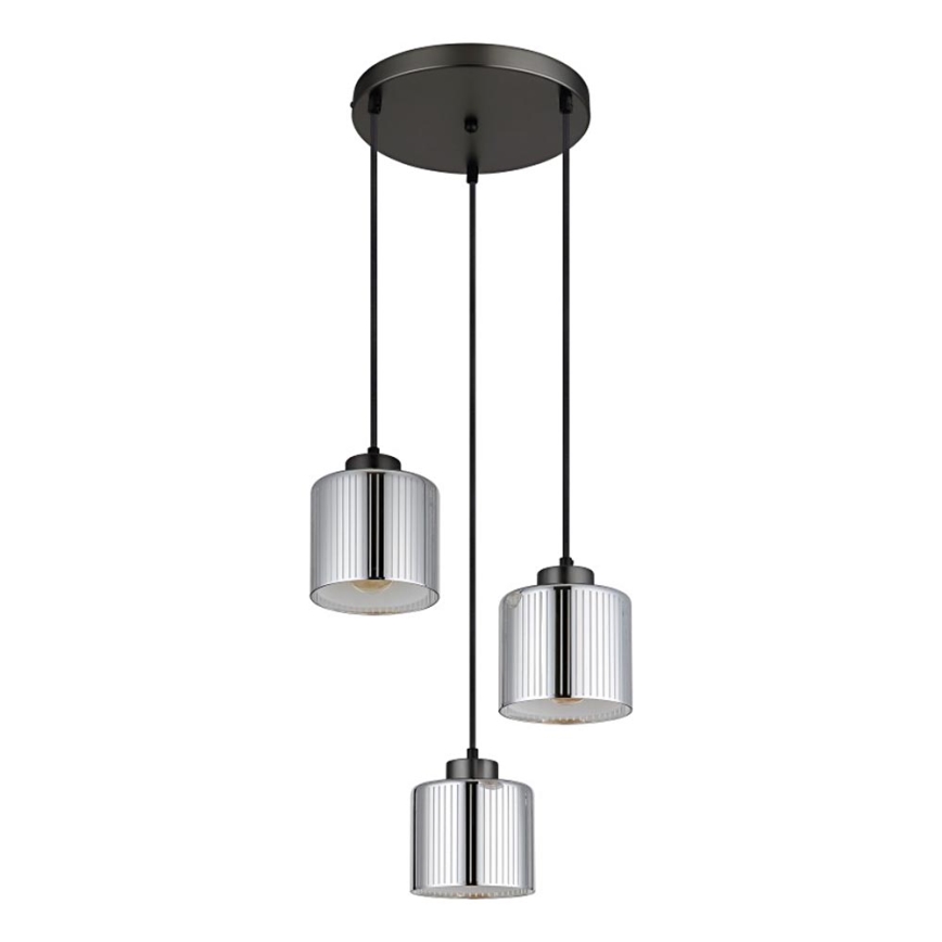 Globo - Lampadario a sospensione con filo 3xE27/60W/230V cromo lucido diametro 33 cm