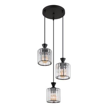Globo - Lampadario a sospensione con filo 3xE27/60W/230V diametro 32 cm nero