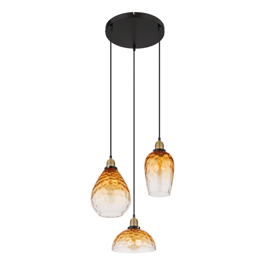 Globo - Lampadario a sospensione con filo 3xE27/60W/230V diametro 46 cm arancione