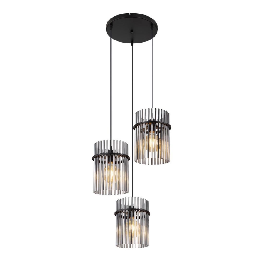 Globo - Lampadario a sospensione con filo 3xE27/60W/230V diametro 47 cm nero