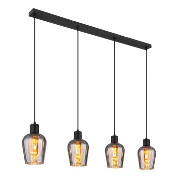 Globo - Lampadario a sospensione con filo 4xE27/40W/230V nero