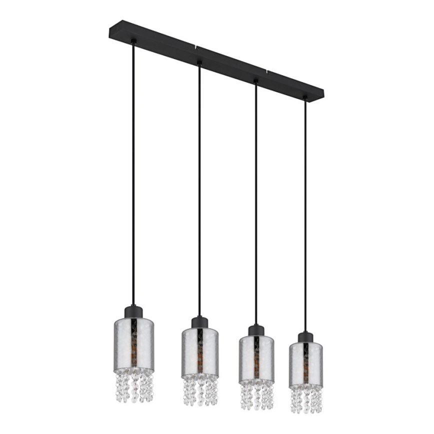 Globo - Lampadario a sospensione con filo 4xE27/40W/230V nero