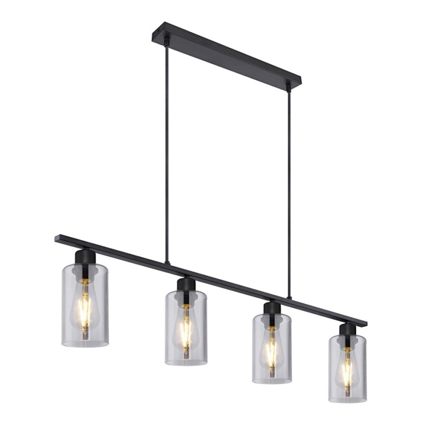 Globo - Lampadario a sospensione con filo 4xE27/60W/230V nero