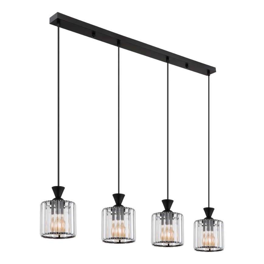 Globo - Lampadario a sospensione con filo 4xE27/60W/230V nero