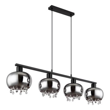 Globo - Lampadario a sospensione con filo 4xE27/9W/230V nero
