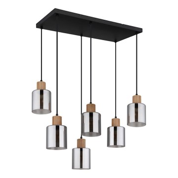 Globo - Lampadario a sospensione con filo 6xE27/25W/230V nero