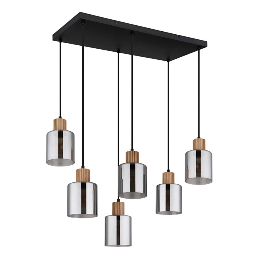 Globo - Lampadario a sospensione con filo 6xE27/25W/230V nero