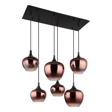 Globo - Lampadario a sospensione con filo 6xE27/40W/230V marrone/fumé