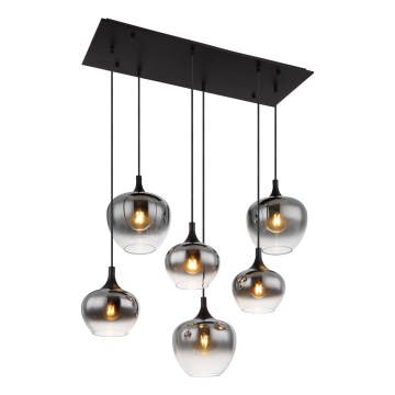 Globo - Lampadario a sospensione con filo 6xE27/40W/230V nero