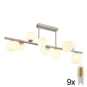 Globo - Lampadario a sospensione con supporto rigido LED 9xG9/3W/230V cromo opaco