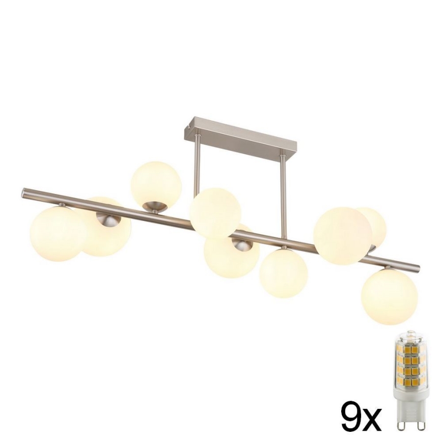 Globo - Lampadario a sospensione con supporto rigido LED 9xG9/3W/230V cromo opaco