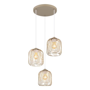 Globo - Lampadario a sospensione su cavo 3xE27/40W/230V beige/bianco