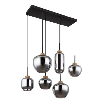 Globo - Lampadario a sospensione su cavo 6xE27/40W/230V, nero