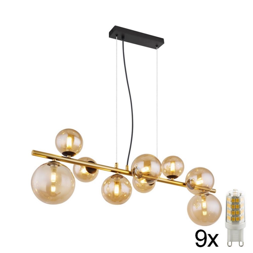 Globo - Lampadario LED a sospensione con filo 9xG9/3W/230V ottone