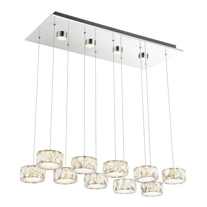 Globo - Lampadario LED a sospensione con filo LED/92W/230V 4000K cromo lucido/limpido